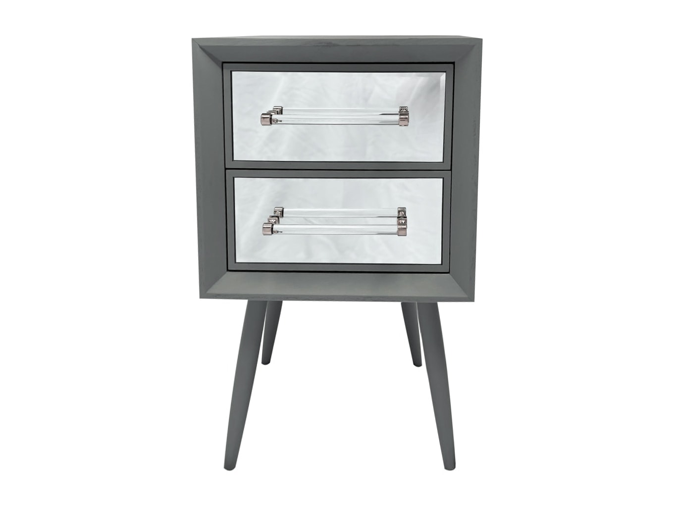 Carnamby Mid Century Mirrored Bedside with wooden finish and 2 drawers