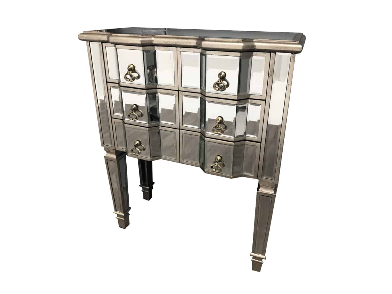 Mirrored Side Chest of 6 Drawers