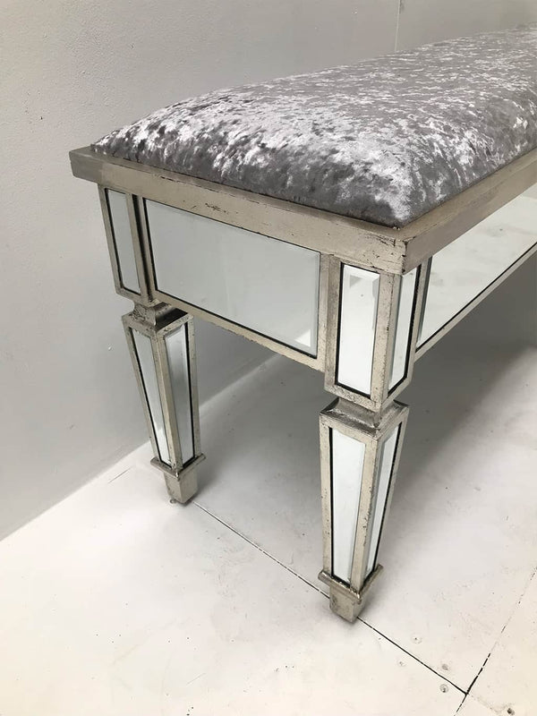 Mirrored Stool Long Velvet Cushion Charleston JoCo Home