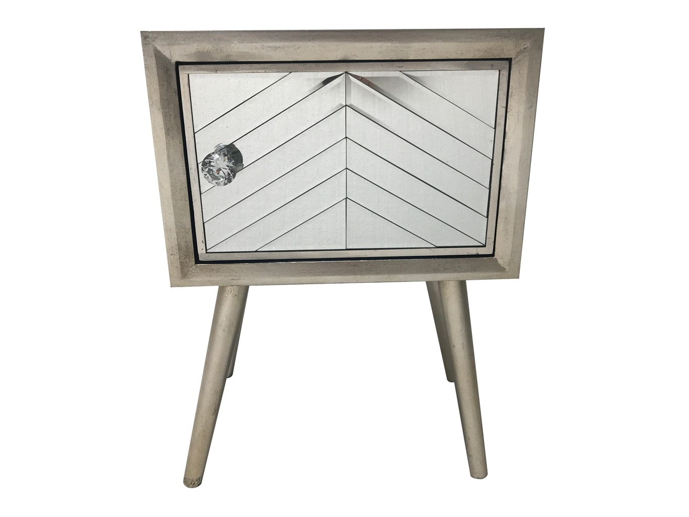 Mirrored Cupboard made of wood and mirror antique silver