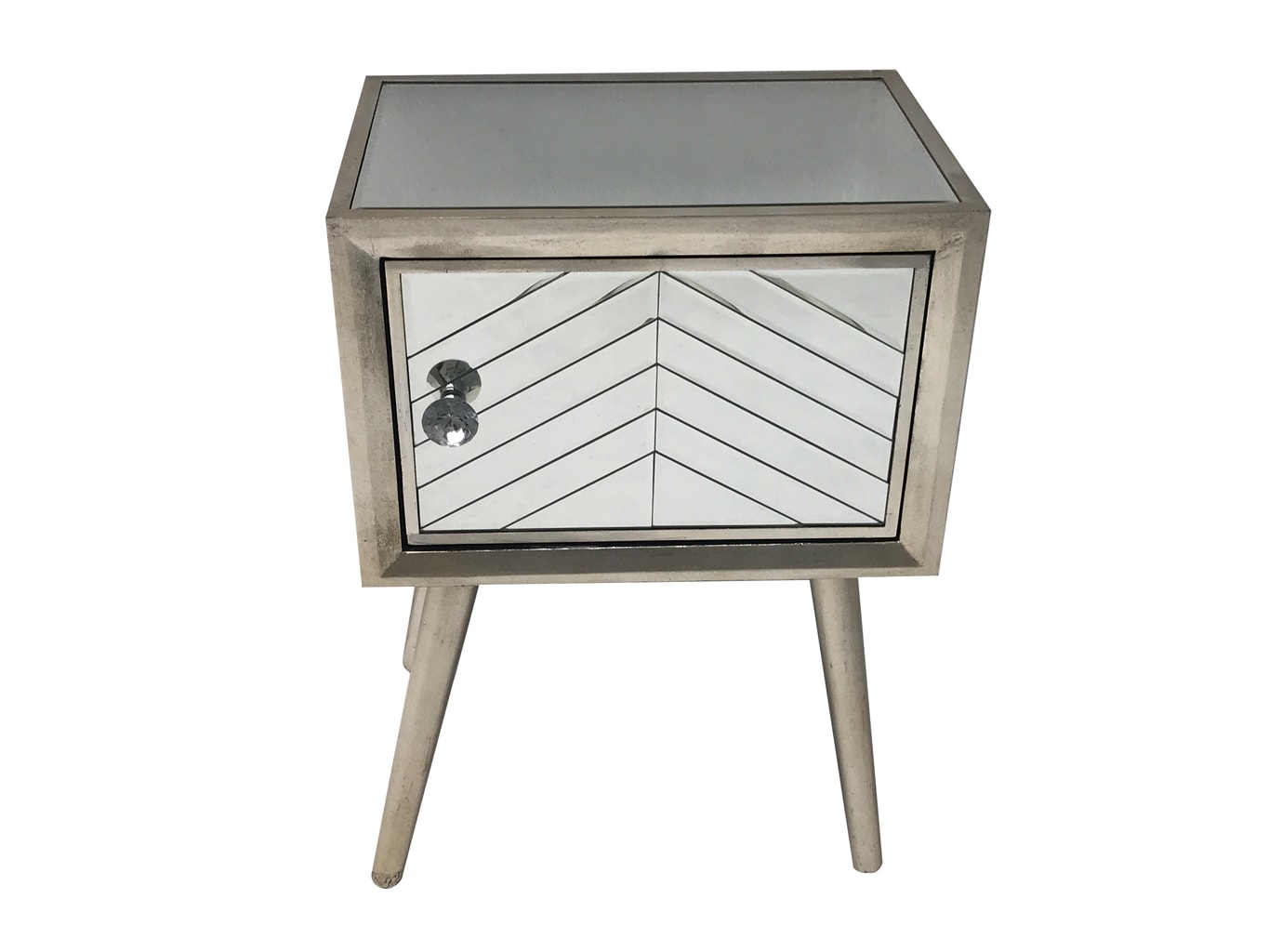 Retro mirrored cupboard with bevelled mirror with antique silver