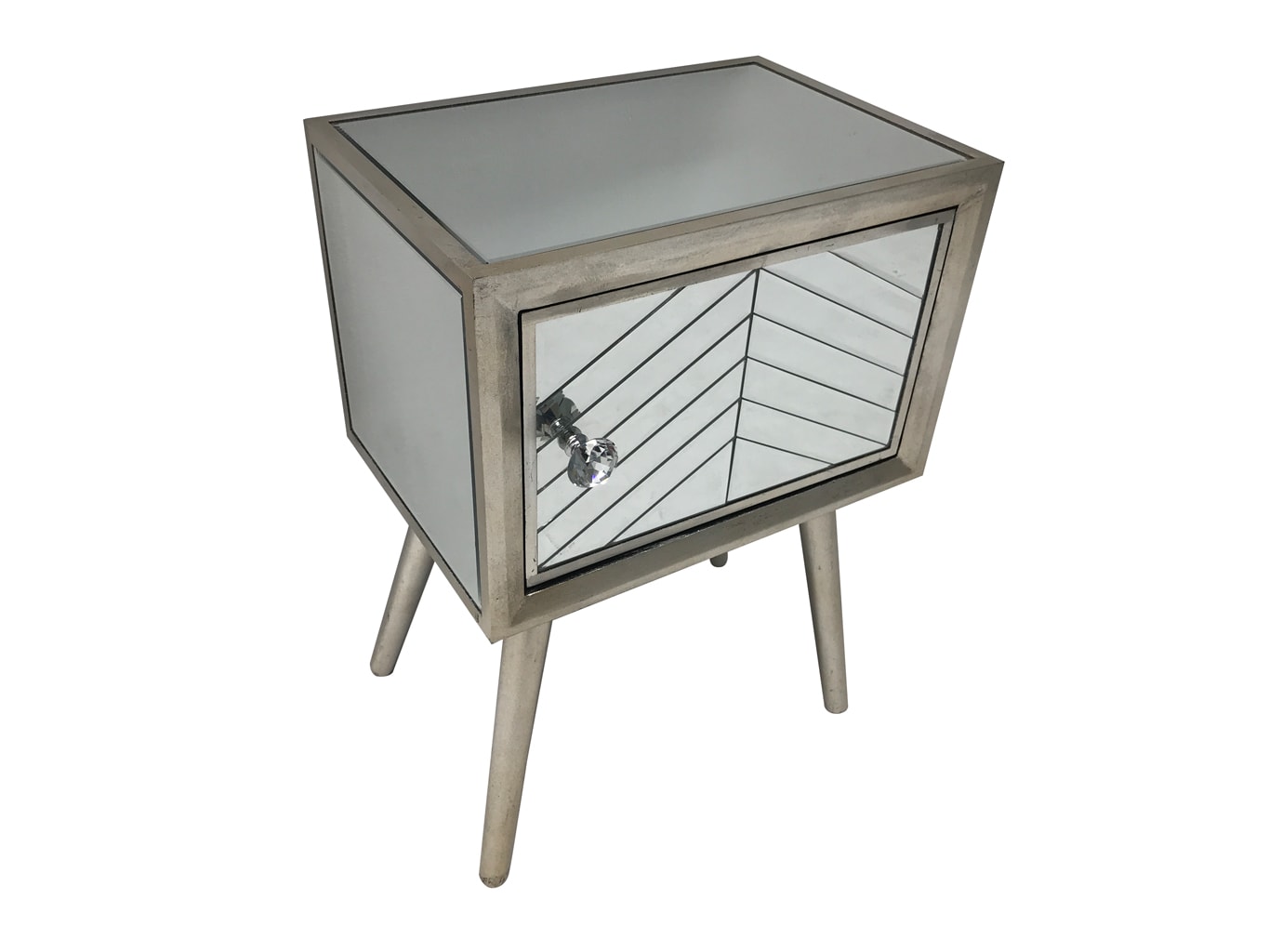 Retro mirrored cupboard with bevelled mirror with antique silver