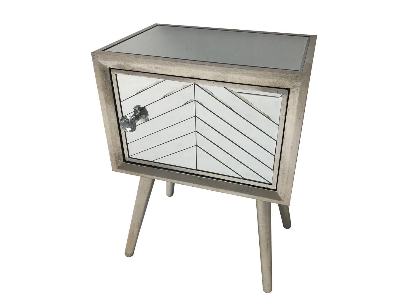 Retro mirrored cupboard with bevelled mirror with antique silver
