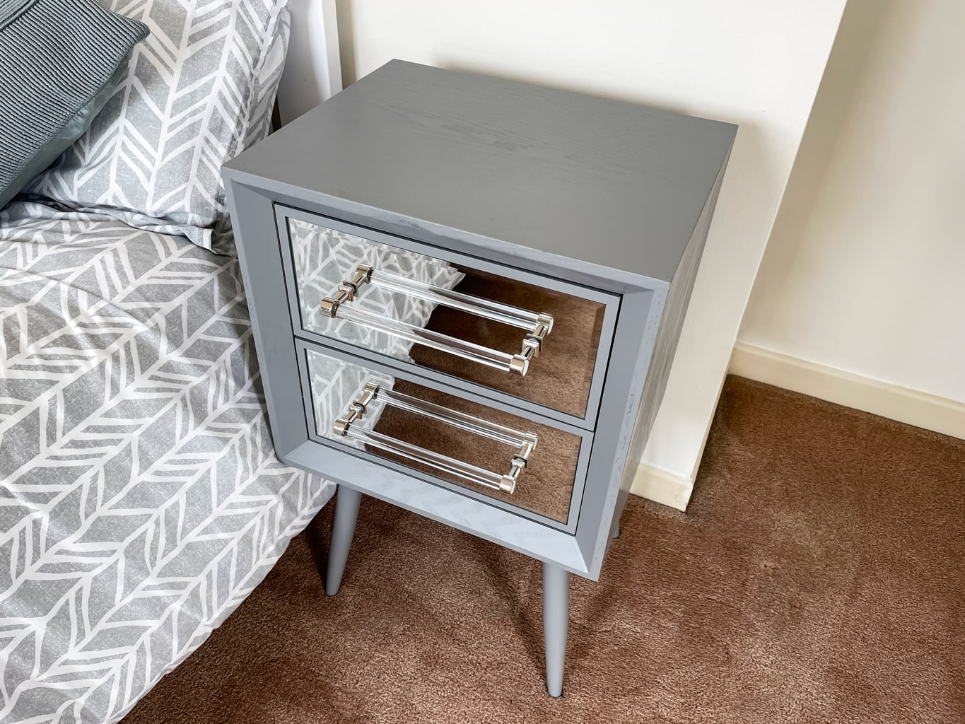 Carnaby Mirrored Bedside Table with 2 Draws