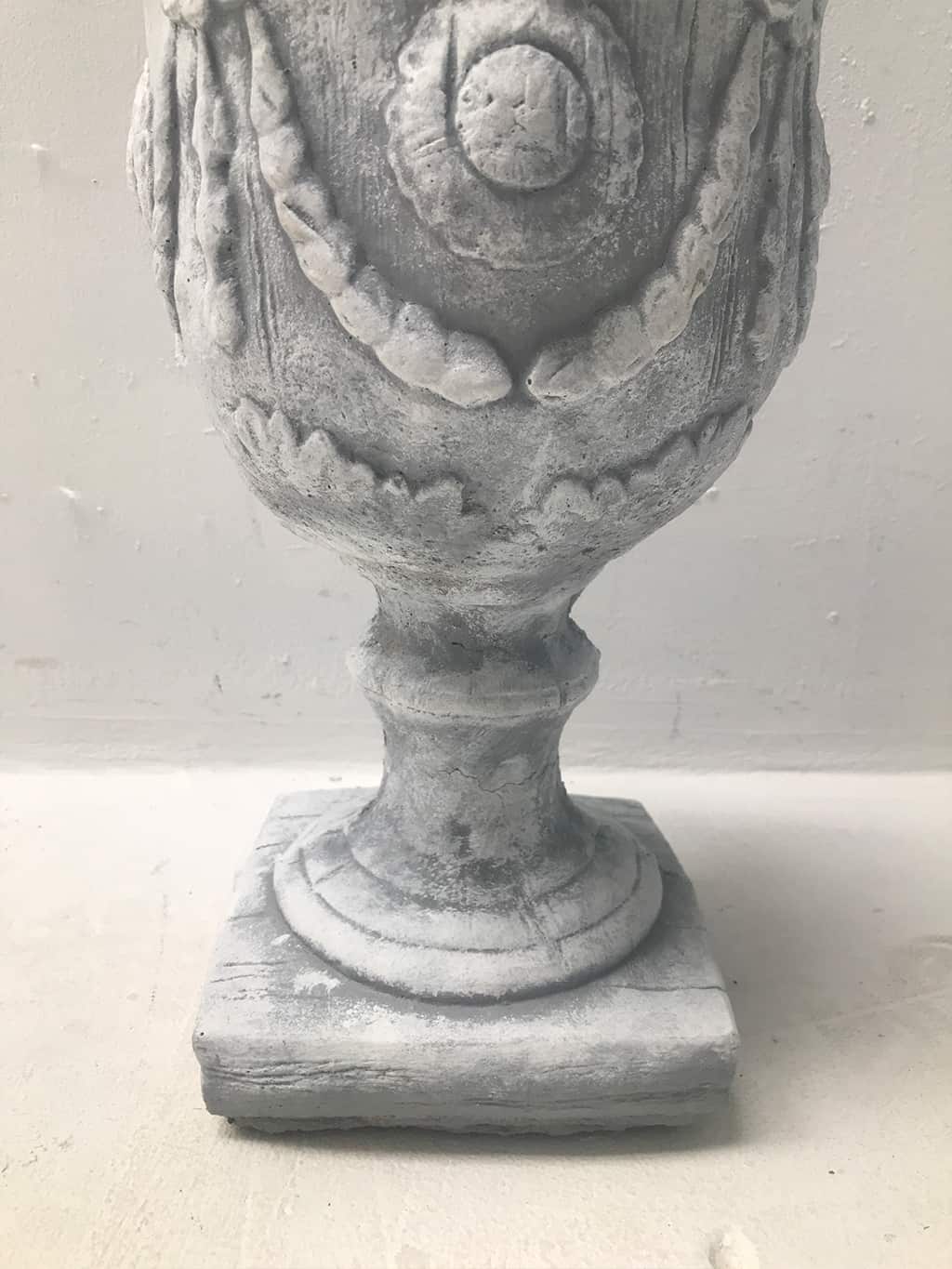 Decorative Finial - Urn Garden Decoration from Antiqued White Stone