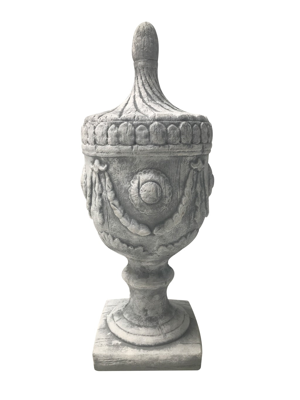 Decorative Finial in a distressed antique white finish reconstituted stone antique white