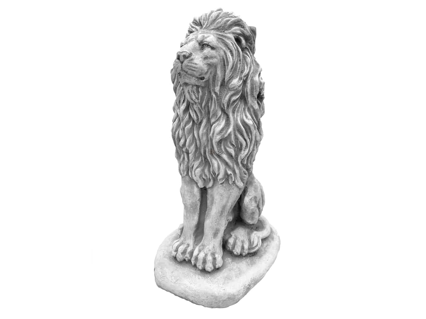Upright Lion Statue - White Stone