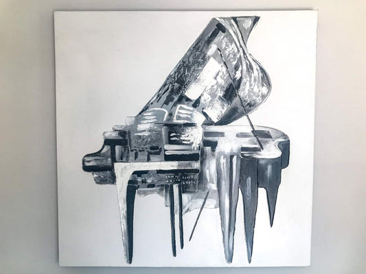 Grey Piano Painting on Canvas » Wall Art