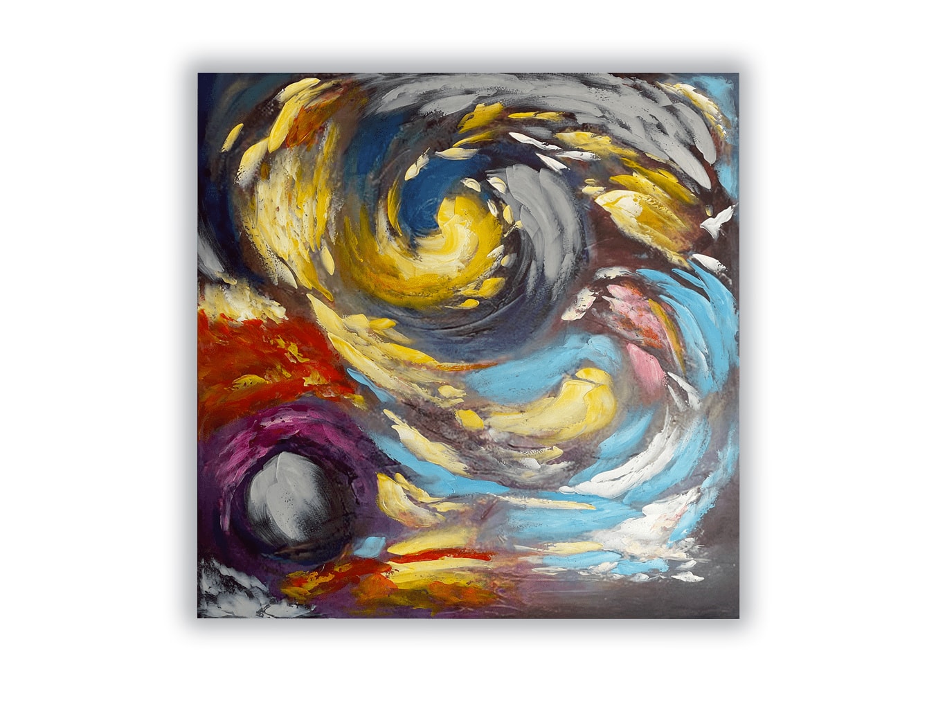 Abstract Wrapped Canvas Painting in Colour