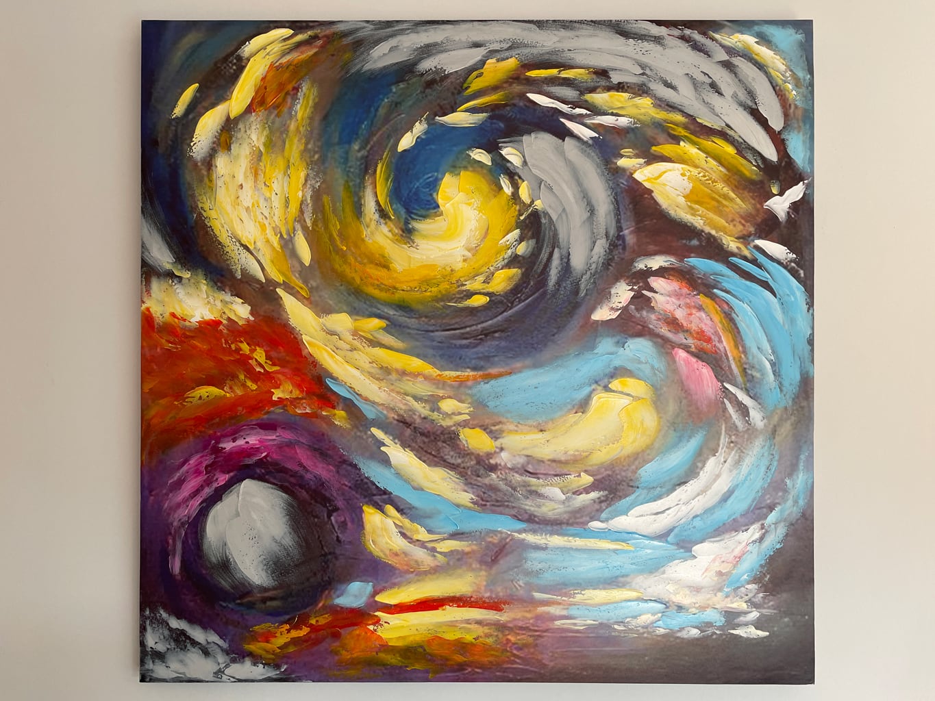 Abstract Wrapped Canvas Painting in Colour
