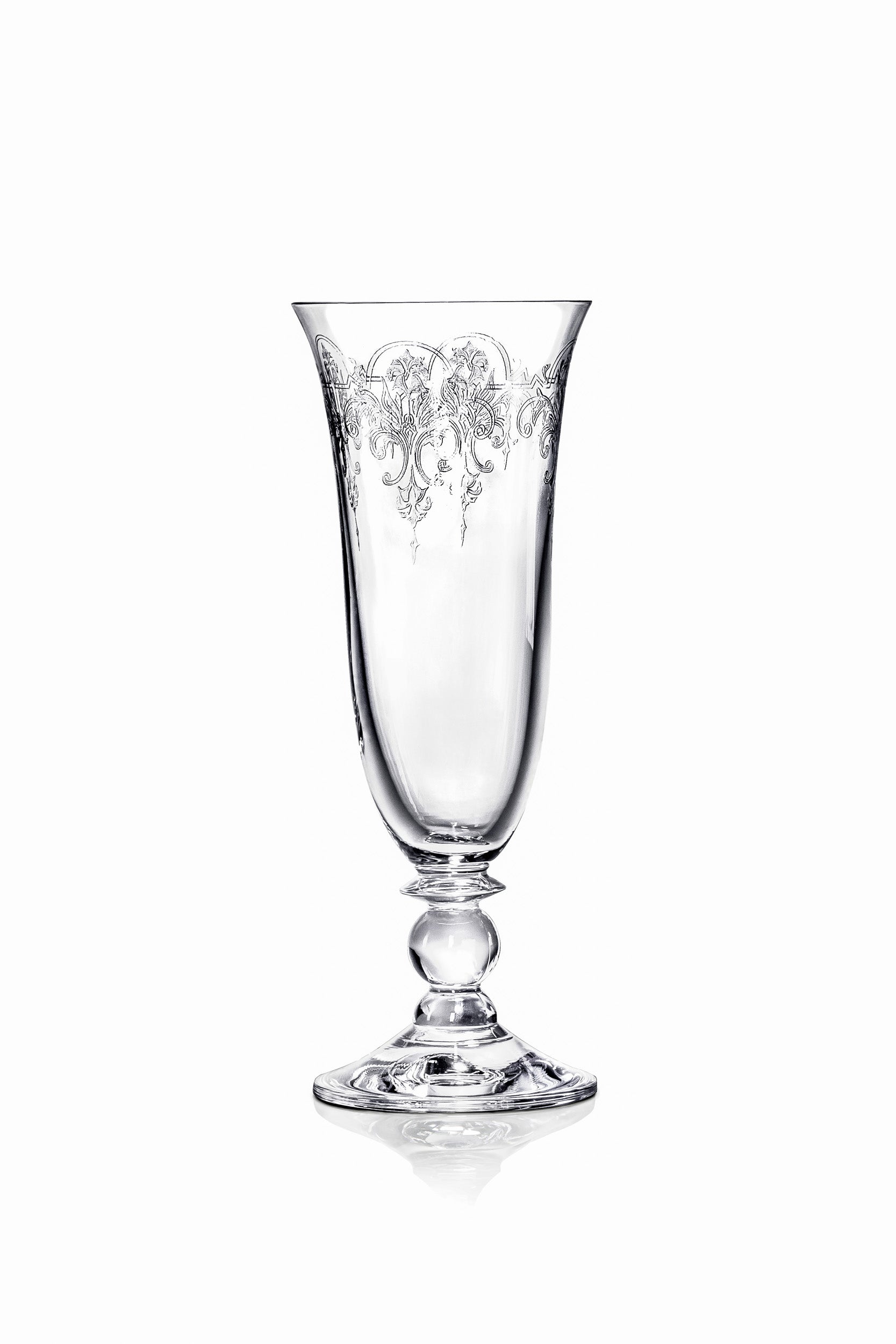 Set of 6 Piano flutes, glass clear.