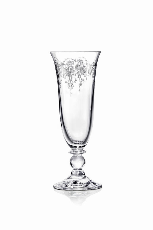 Set of 6 Piano flutes, glass clear.