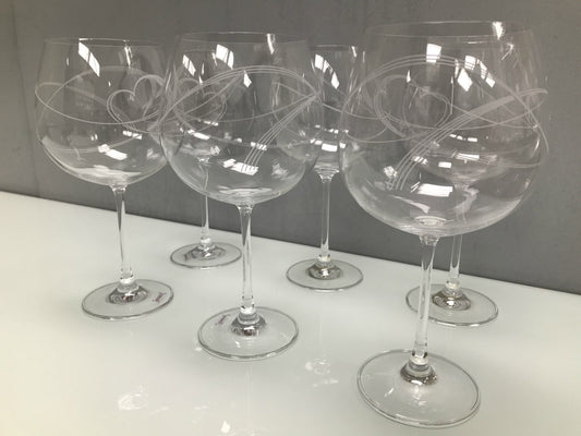 Set 6 Swirl Heart Gin Glasses, glass clear.