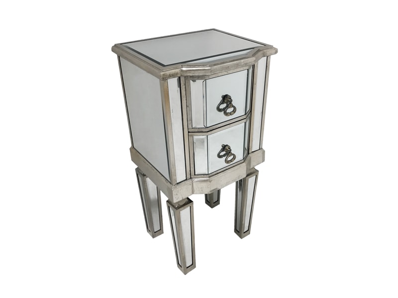Charleston Mirrored Bedside Table with 2 drawers