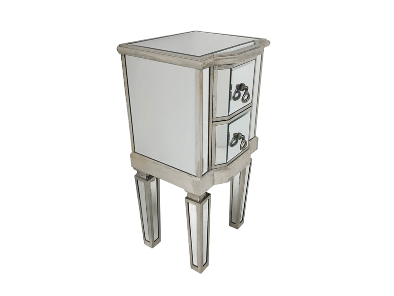 Charleston Mirrored Bedside Table with 2 drawers
