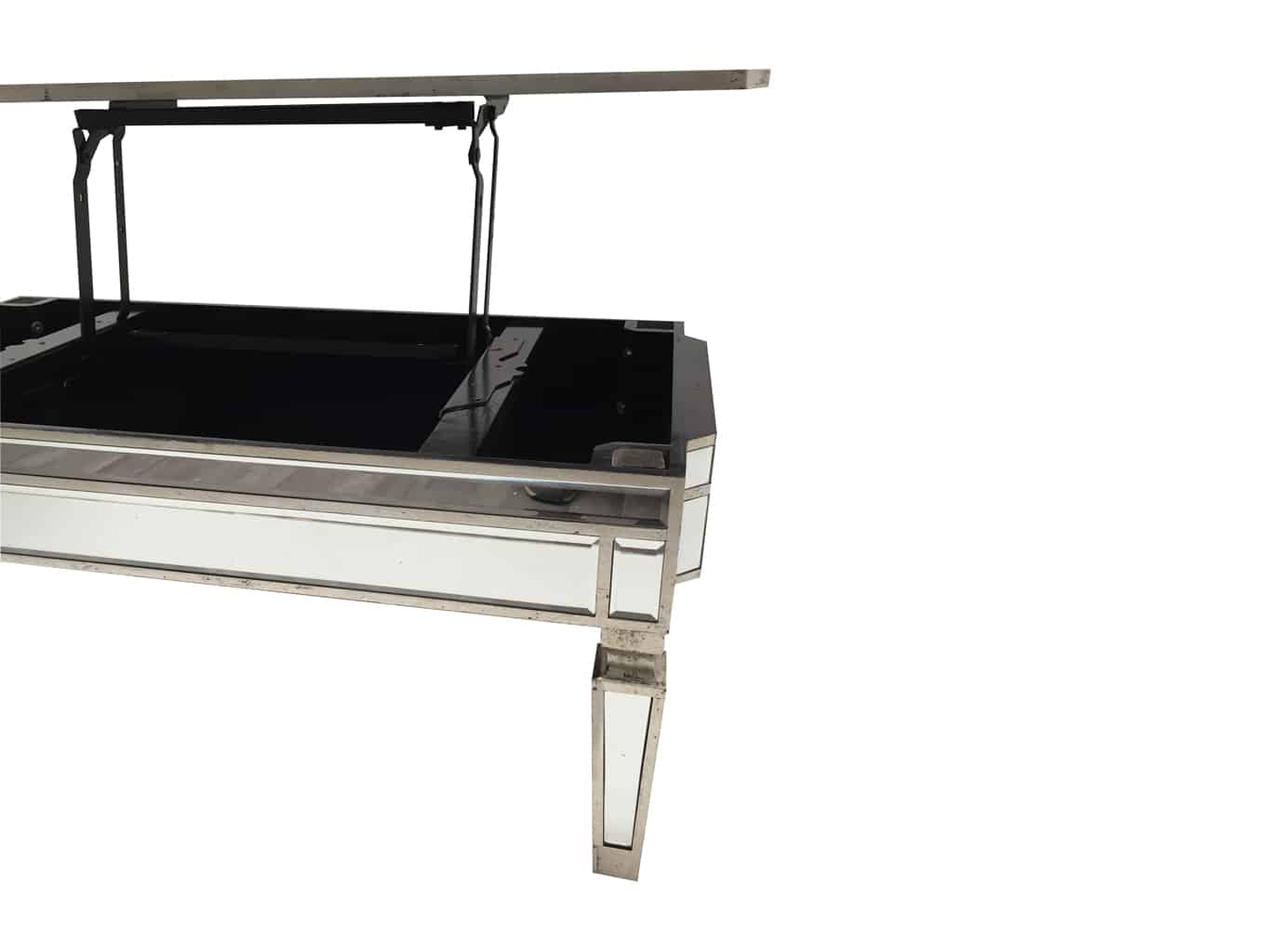 Mirrored coffee table with lifting tabletop