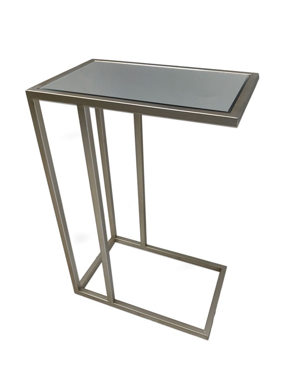 Sofa Table, metal and mirror, silver finish.