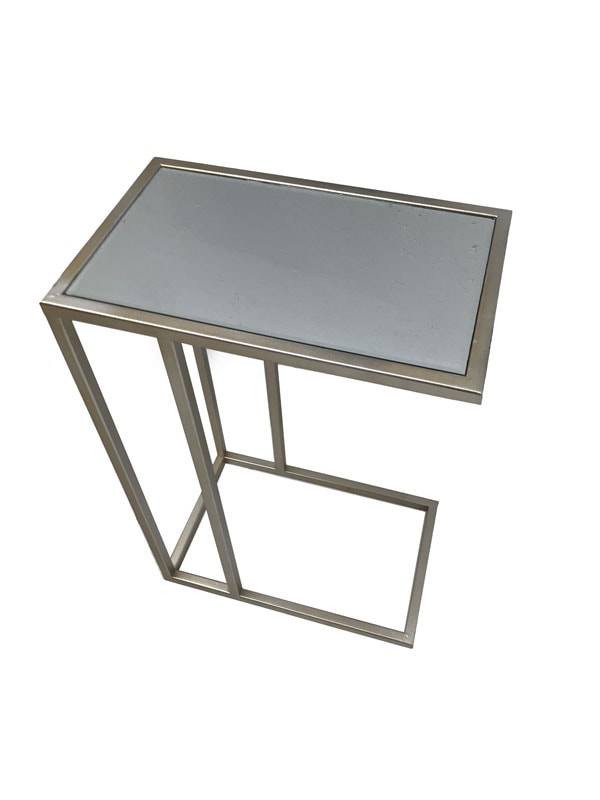 Sofa Mirrored Side Table, metal and mirror, silver finish.