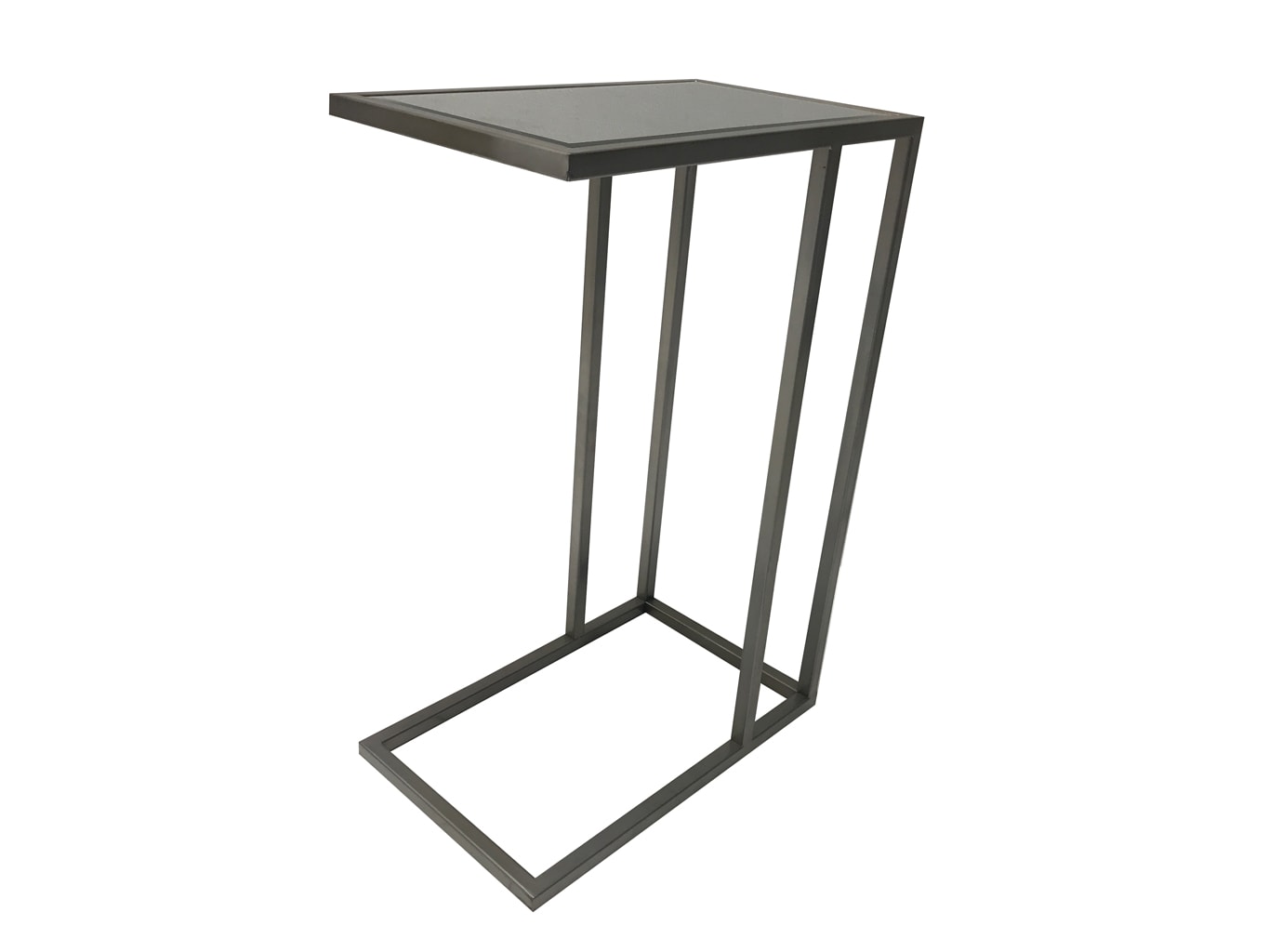 Mirrored Side Table, metal and mirror, silver finish.