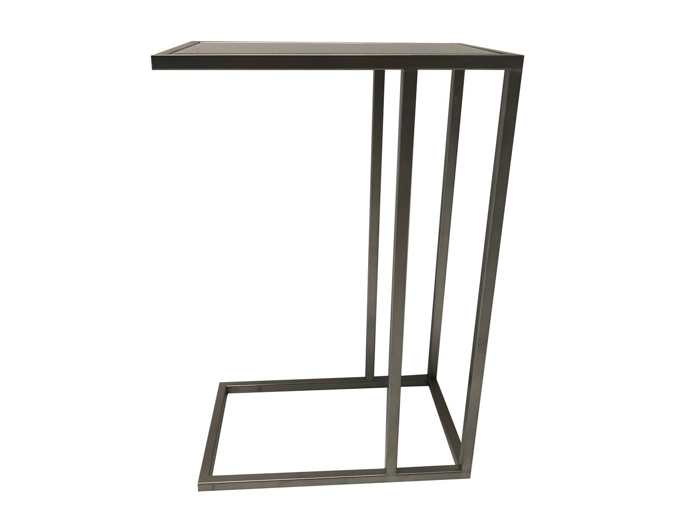 Sofa Side Table, metal and mirror, silver finish.