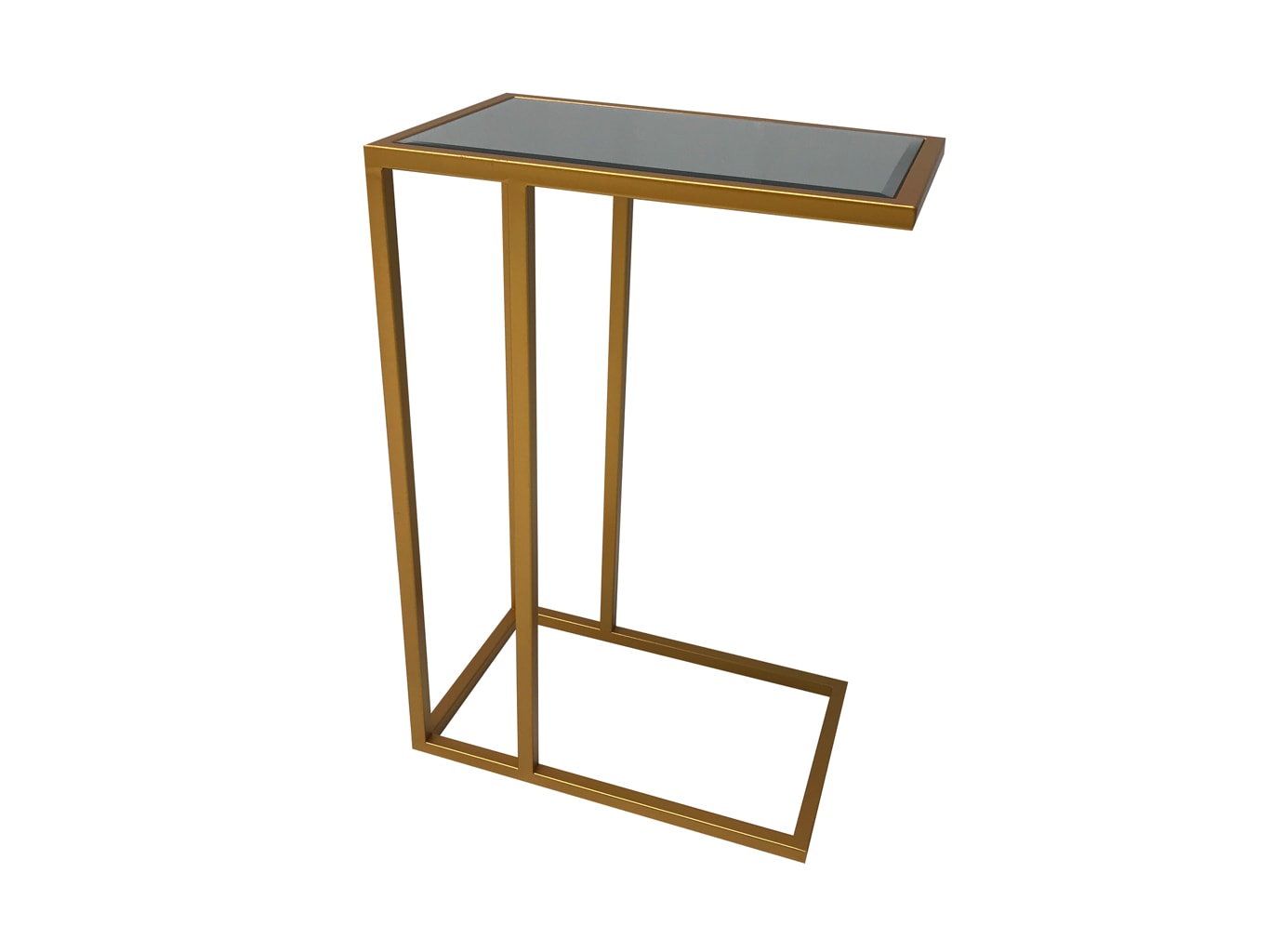 Mirrored Side Table, metal and mirror, gold finish
