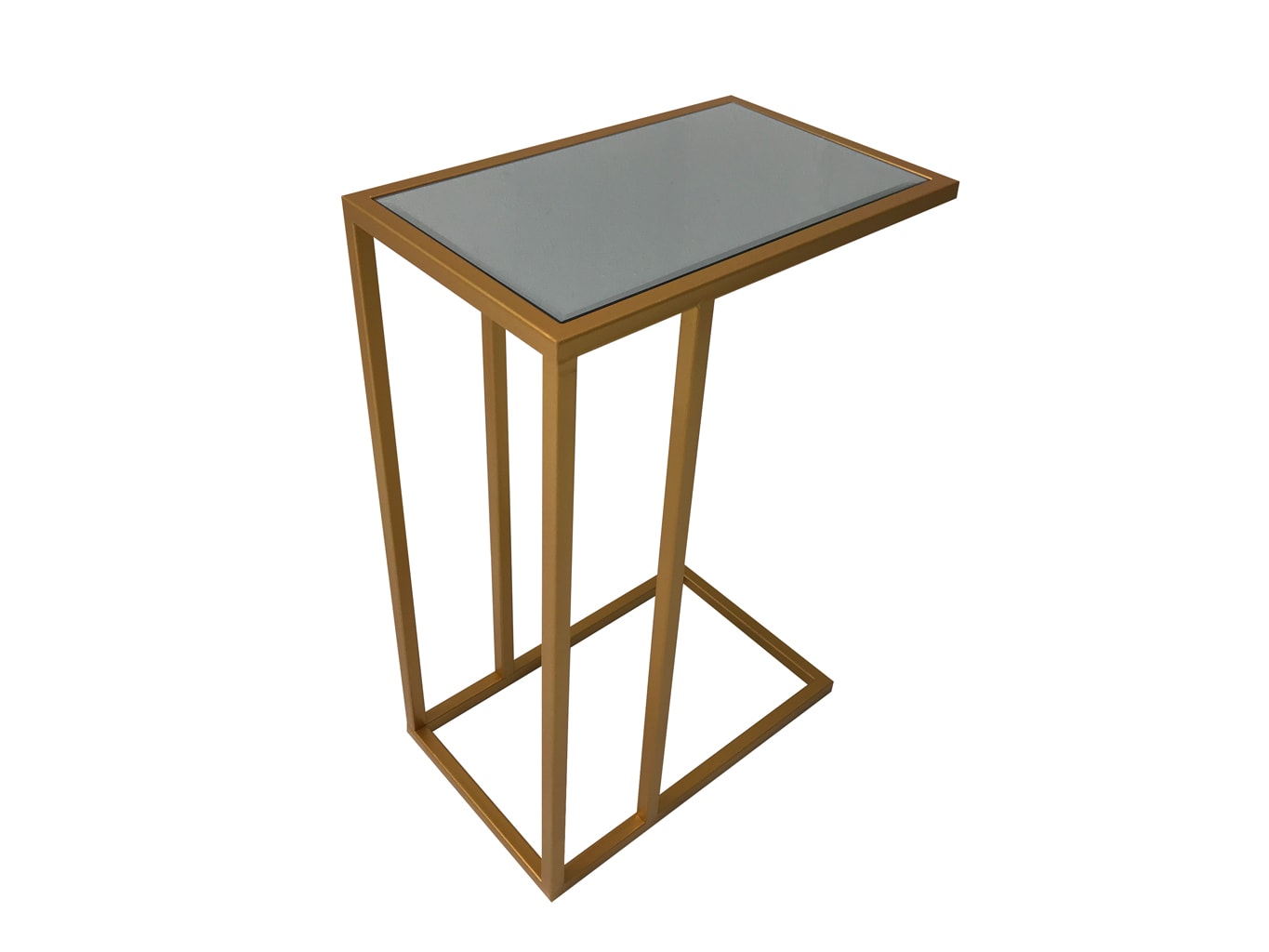 Sofa Side Table, metal and mirror, gold finish