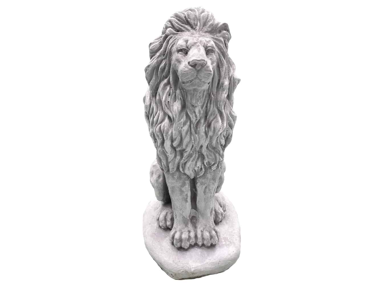 Upright Lion Statue - White Stone 
