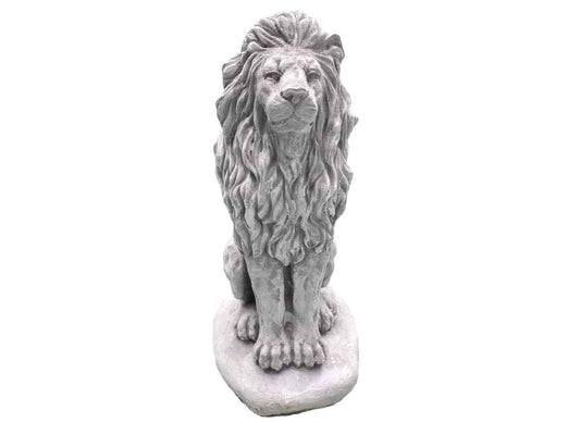 Upright Lion Statue - White Stone 