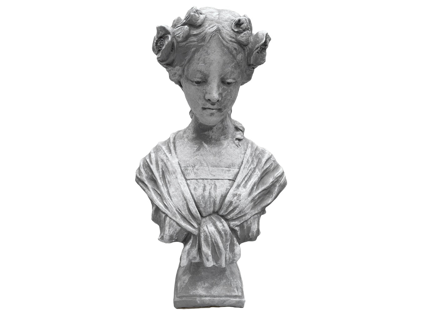 Pretty Girl Bust Statue - White Stone