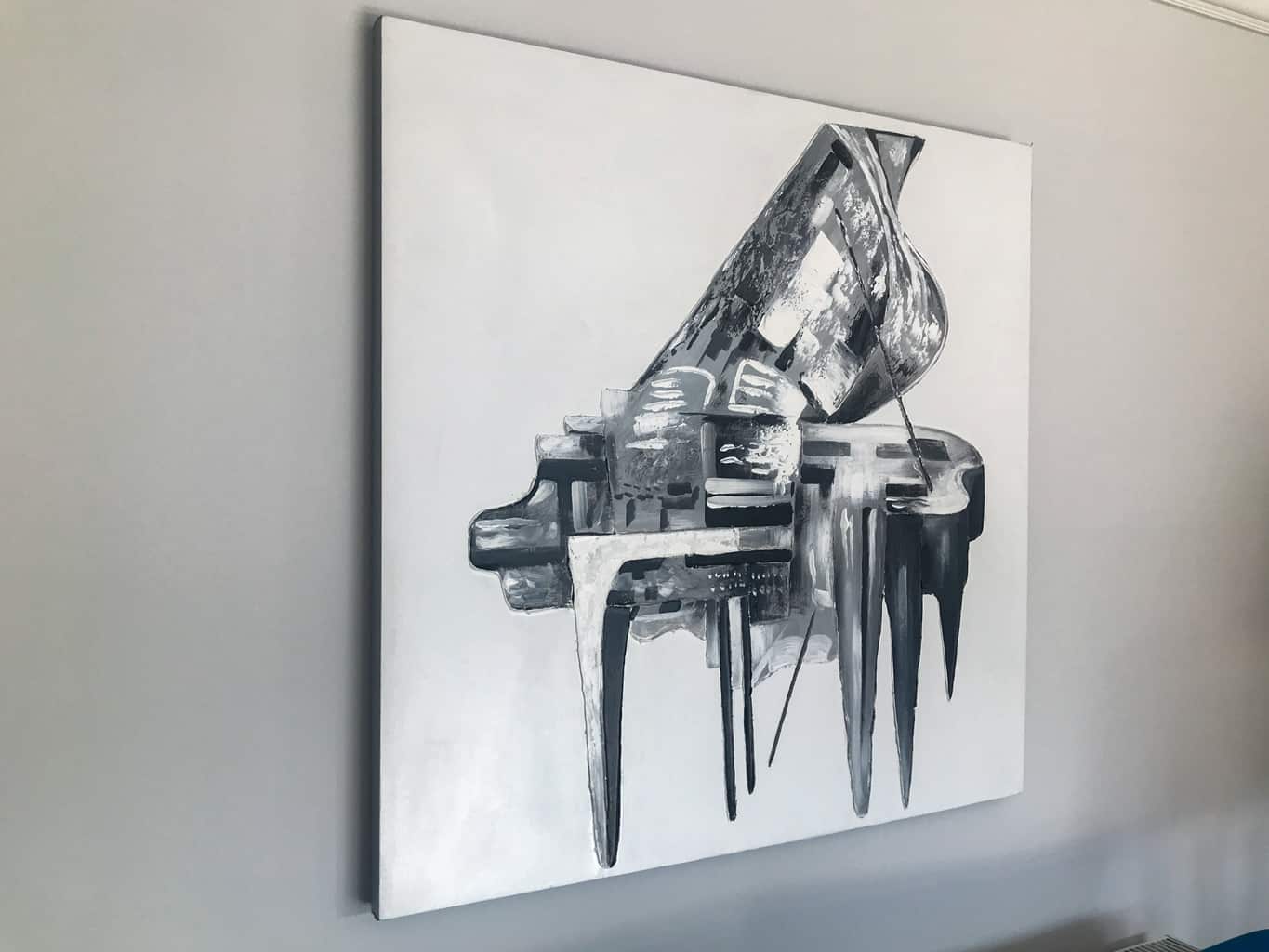 Grey Piano Painting on Canvas » Wall Art