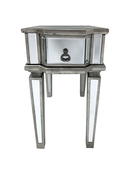 Mirrored Bedside Table » Bevelled Glass » 1 Drawer